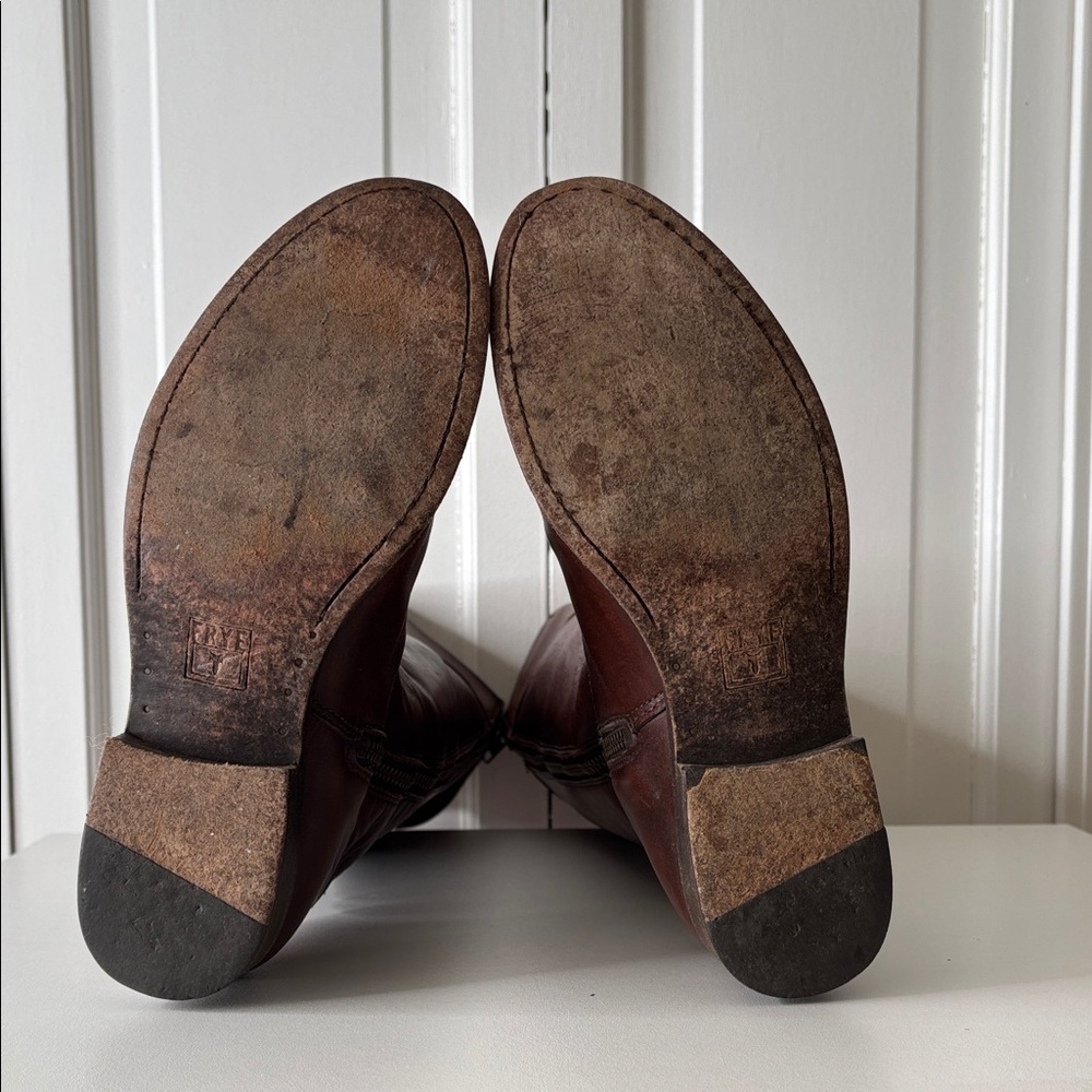 Frye Melissa Button Leather Boots in Cognac with Tan Lining - Picture 7 of 9